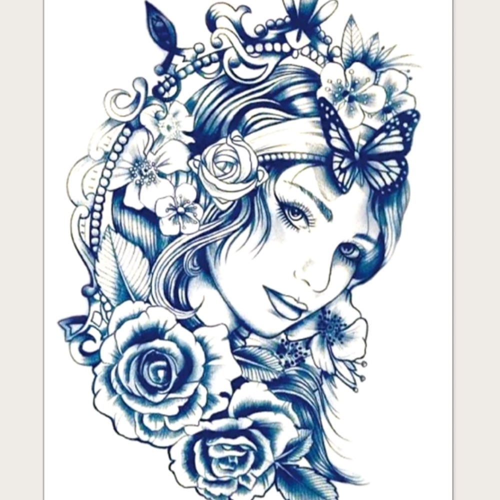 🍉5 for $25* 7.5" Female/Flower/Butterfly Temporary Tattoo